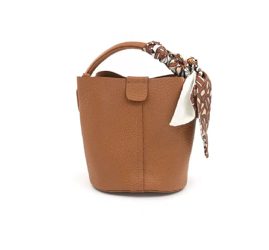 Brown Mini Bucket Scarf Bag