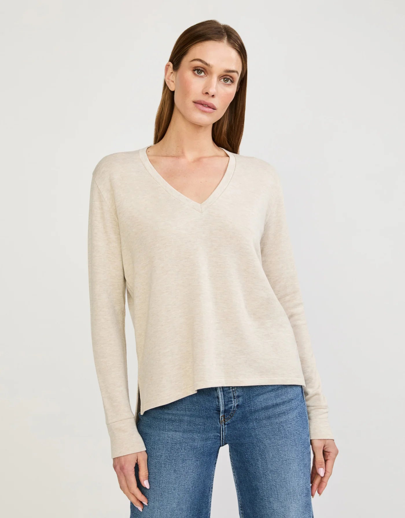 Houston Long Sleeve V neck Oatmeal