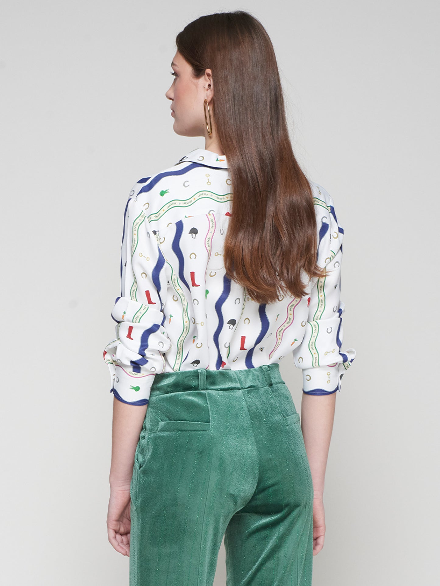 Equestrian Waves Silk Blouse