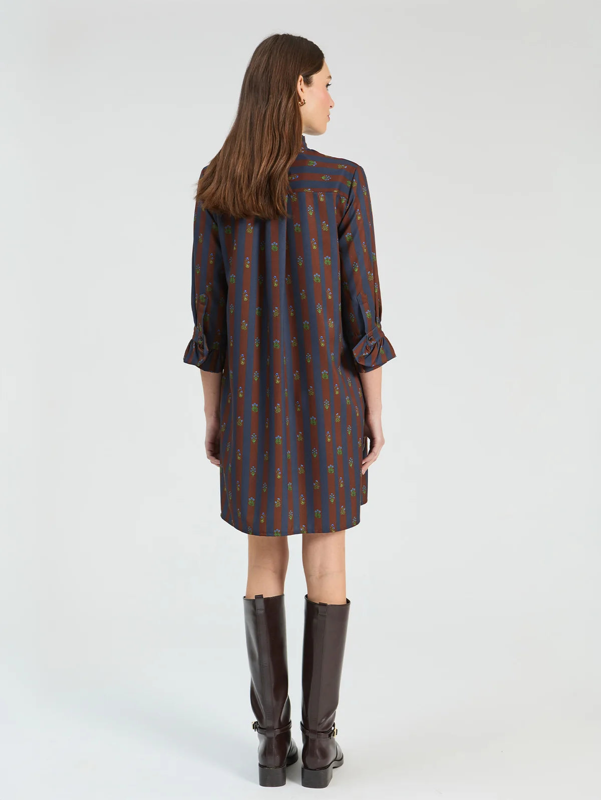 Brown and Navy Floral Dress