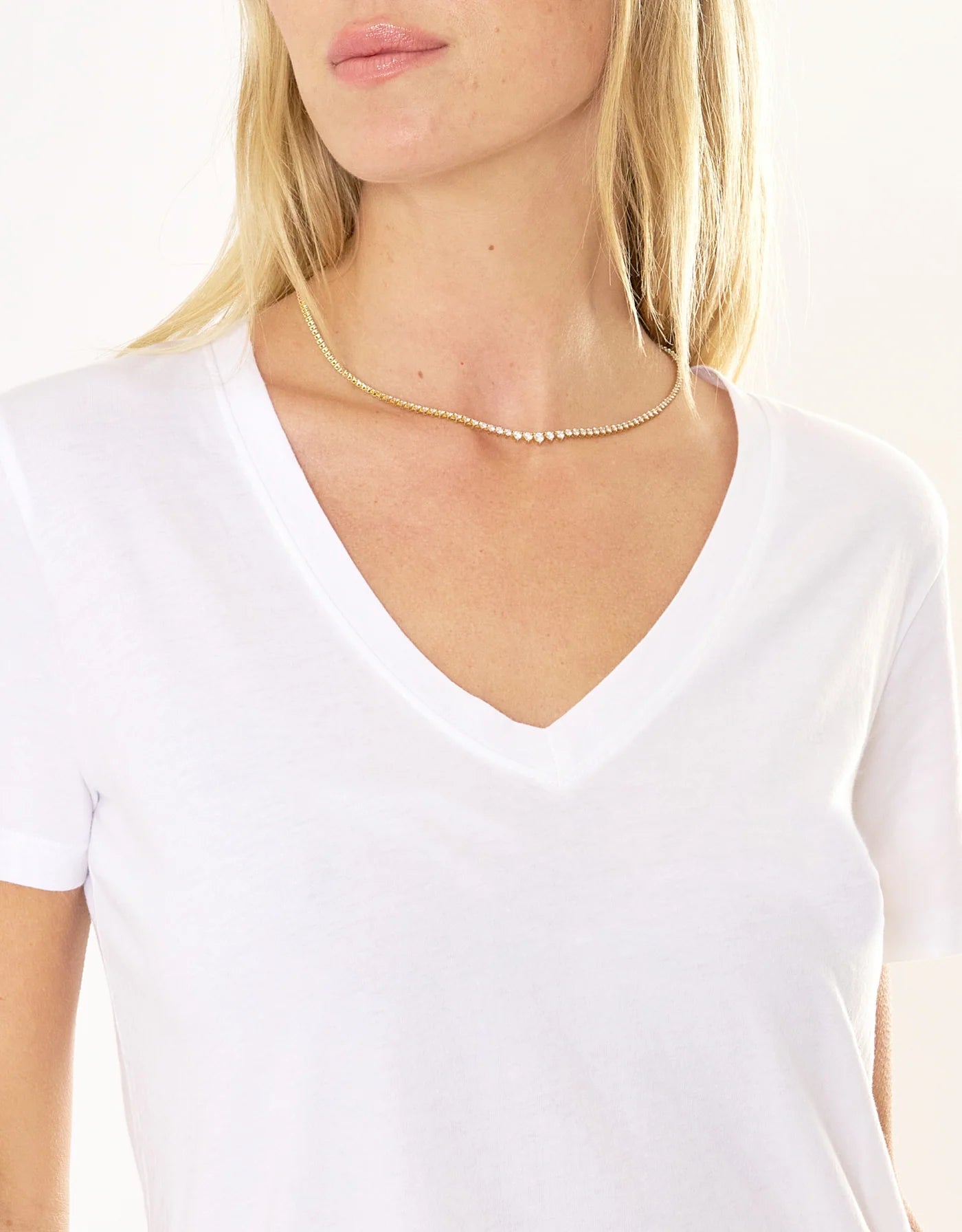 Charleston V Neck Tee White