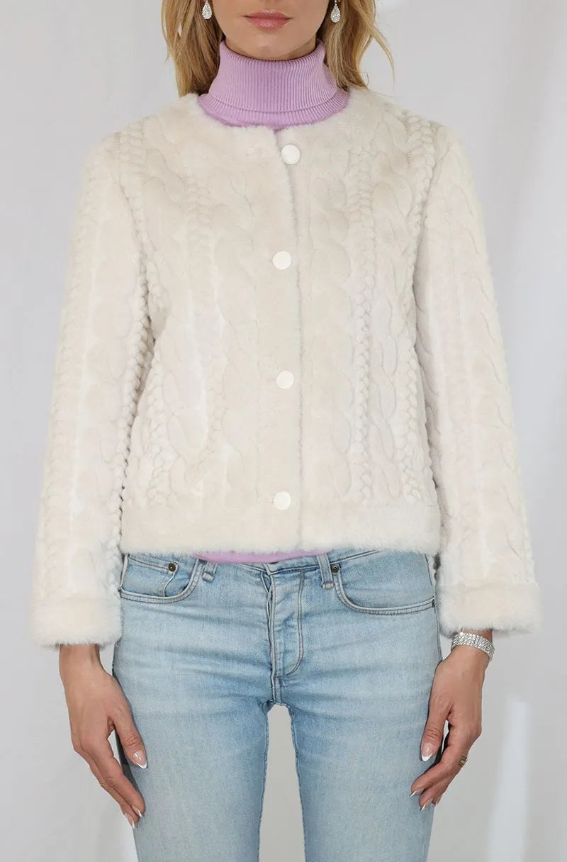The Vienna Ivory Textured Jacket