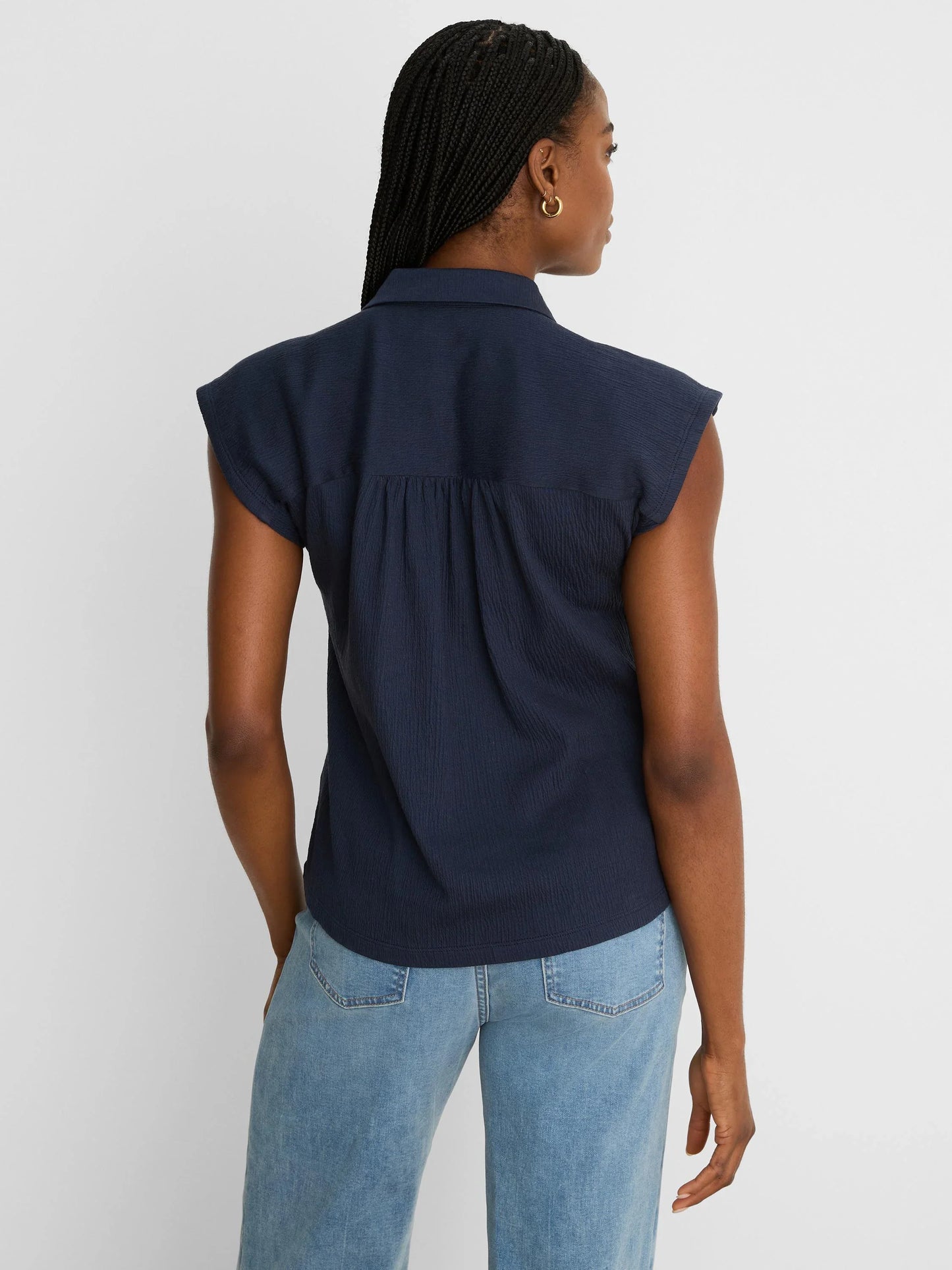 Coastal Crinkle Top - Navy