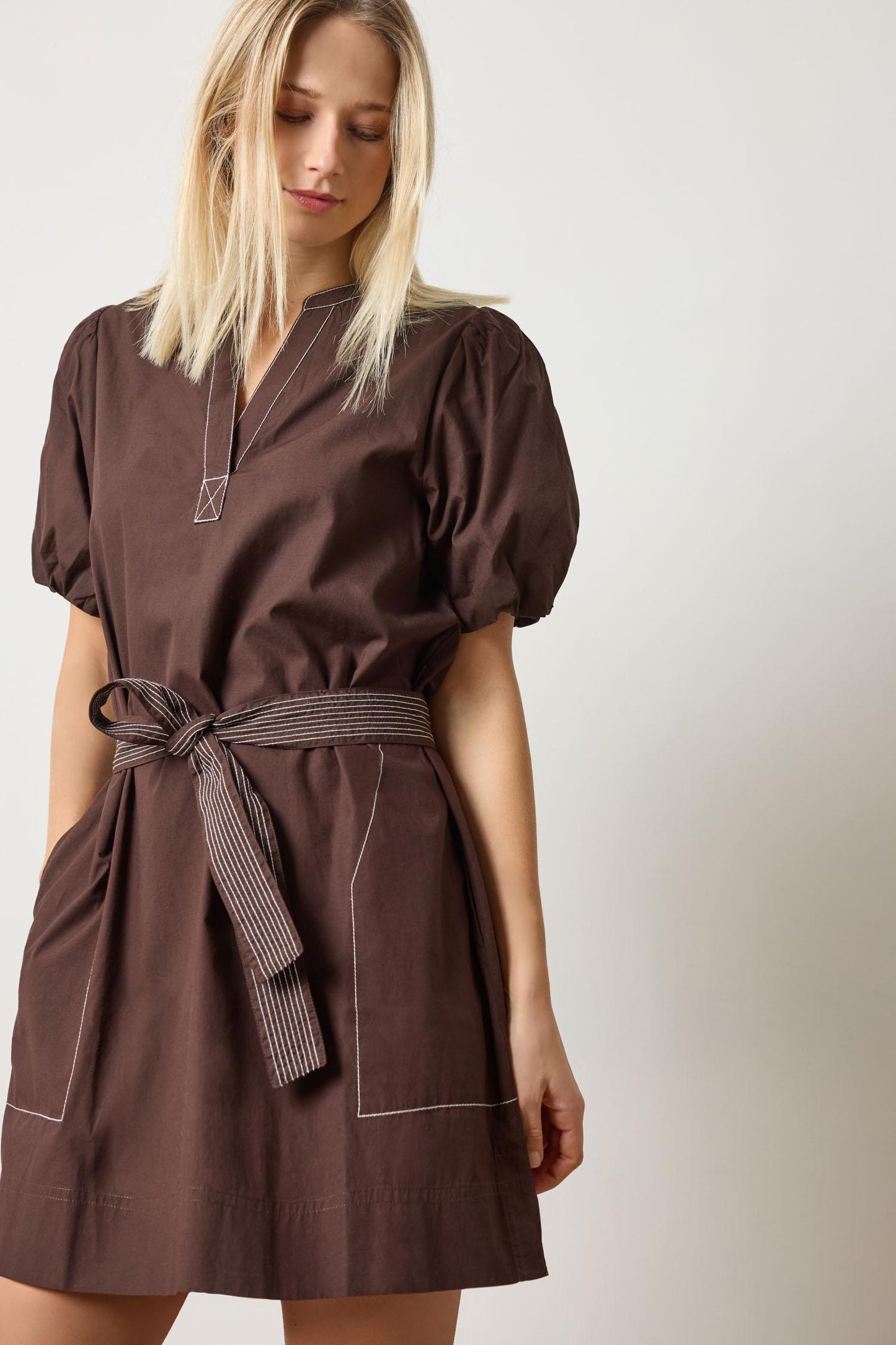 The Espresso Poplin Pocket Dress