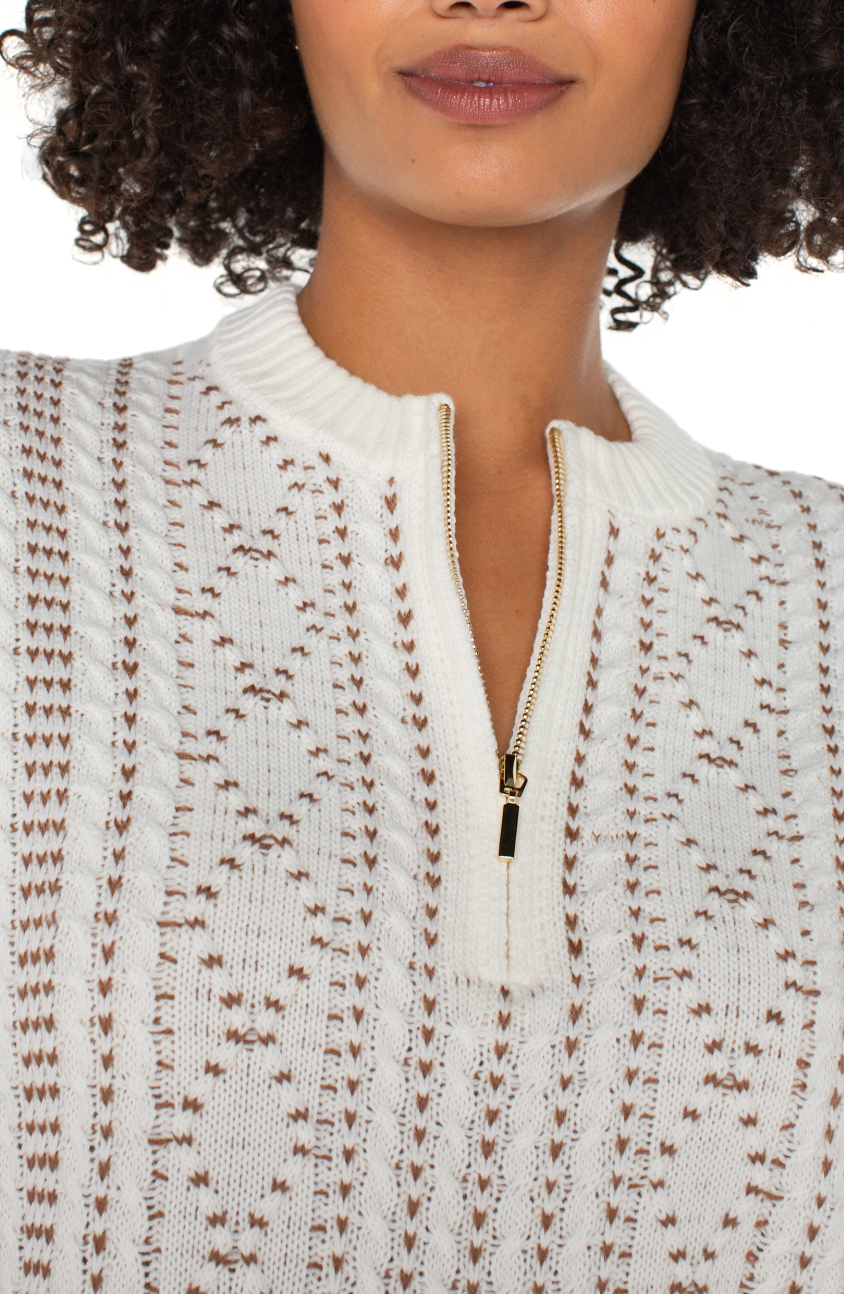 cap sleeve 1/2 zip sweater