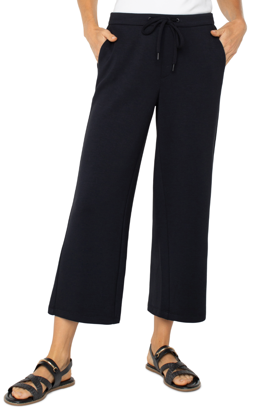 Pull on wide leg crop trouser
