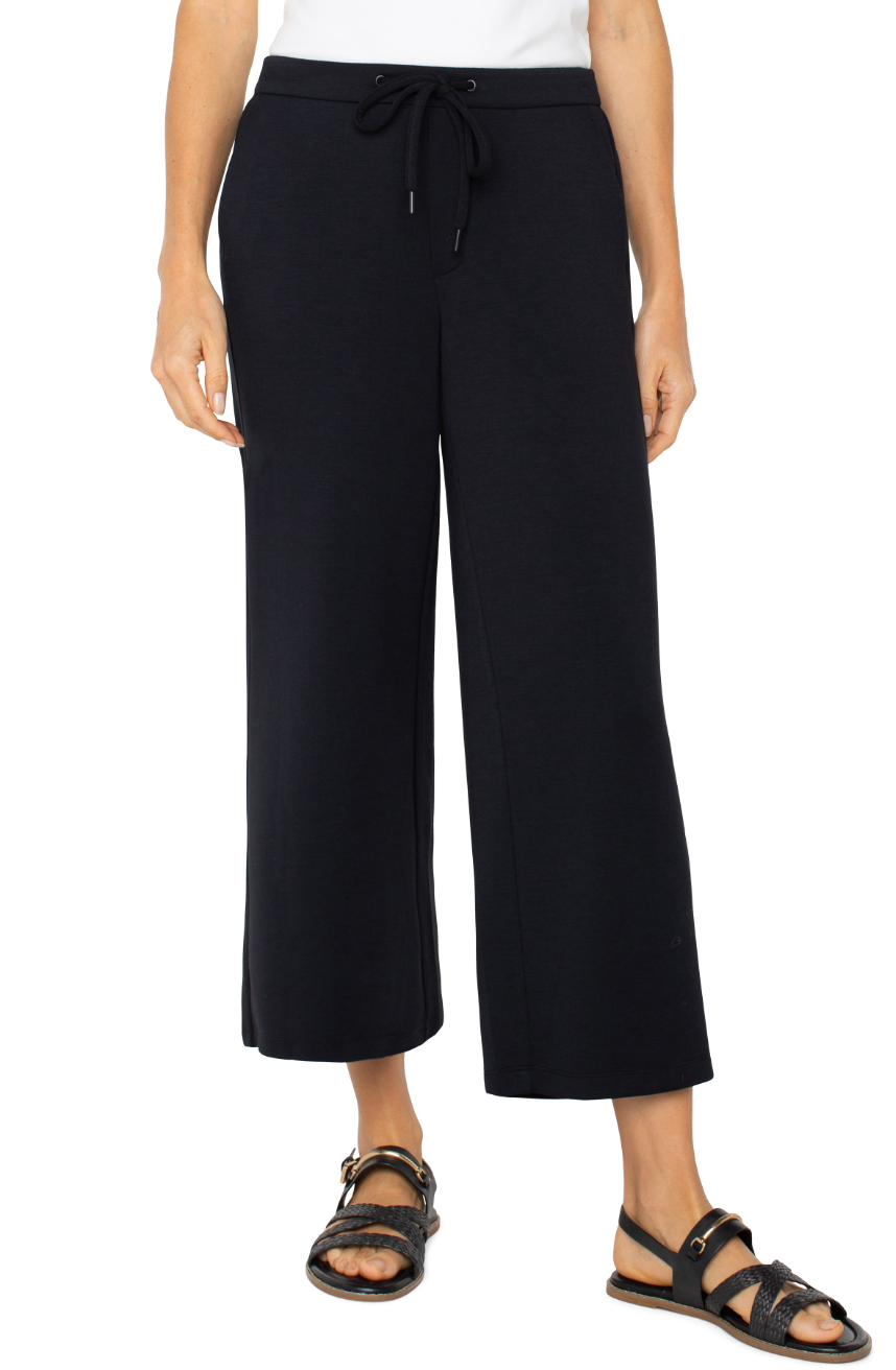 Pull on wide leg crop trouser