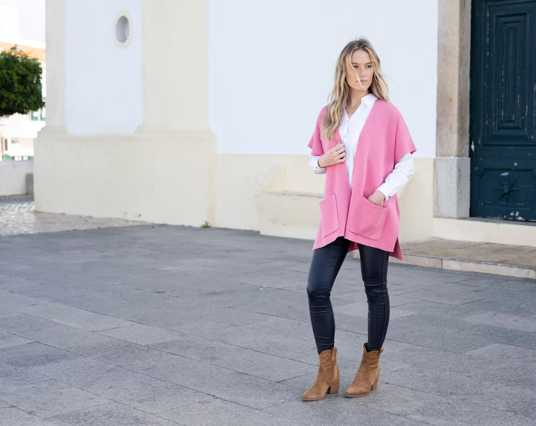Sleeveless Pocket Wrap – Rose Pink