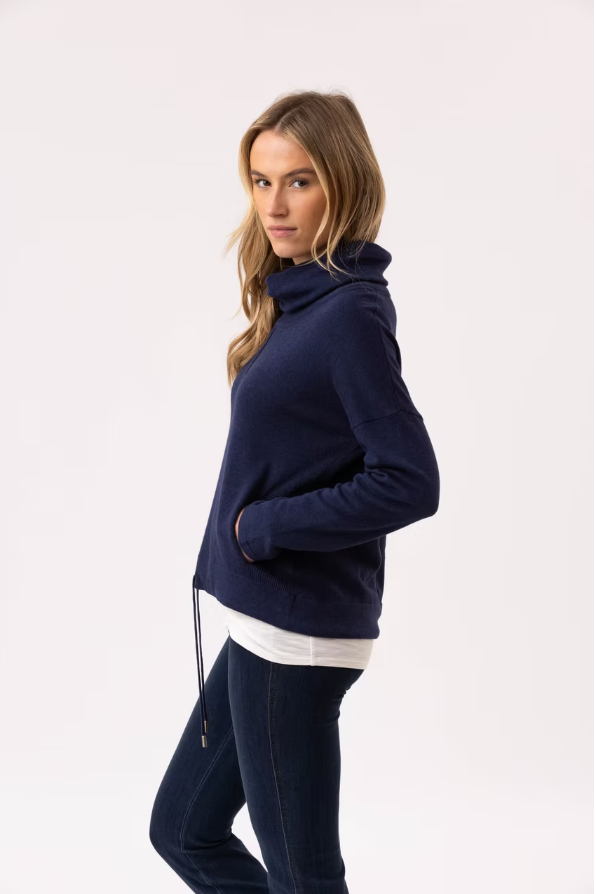 Indigo Funnel Neck Pullover