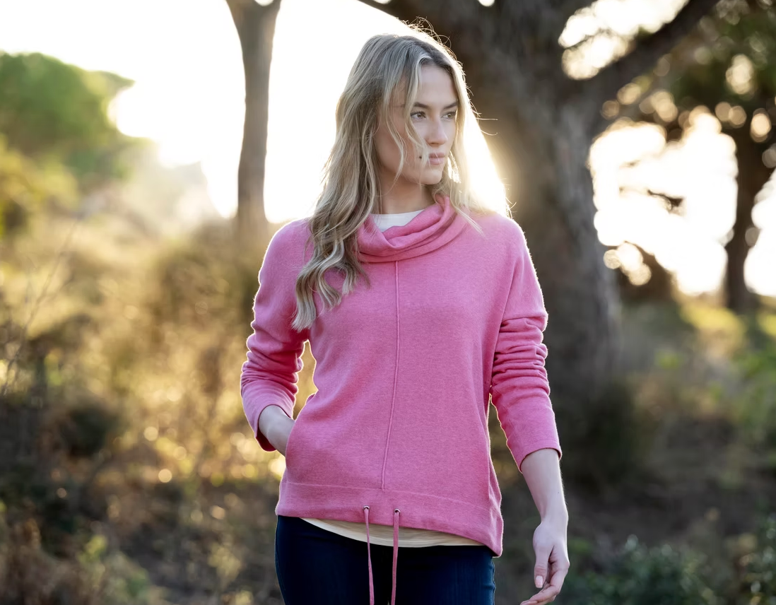 Rose Funnel Neck Pullover