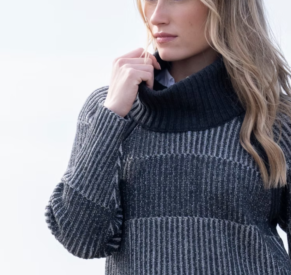 Convertible Ribbed Knit Sweater