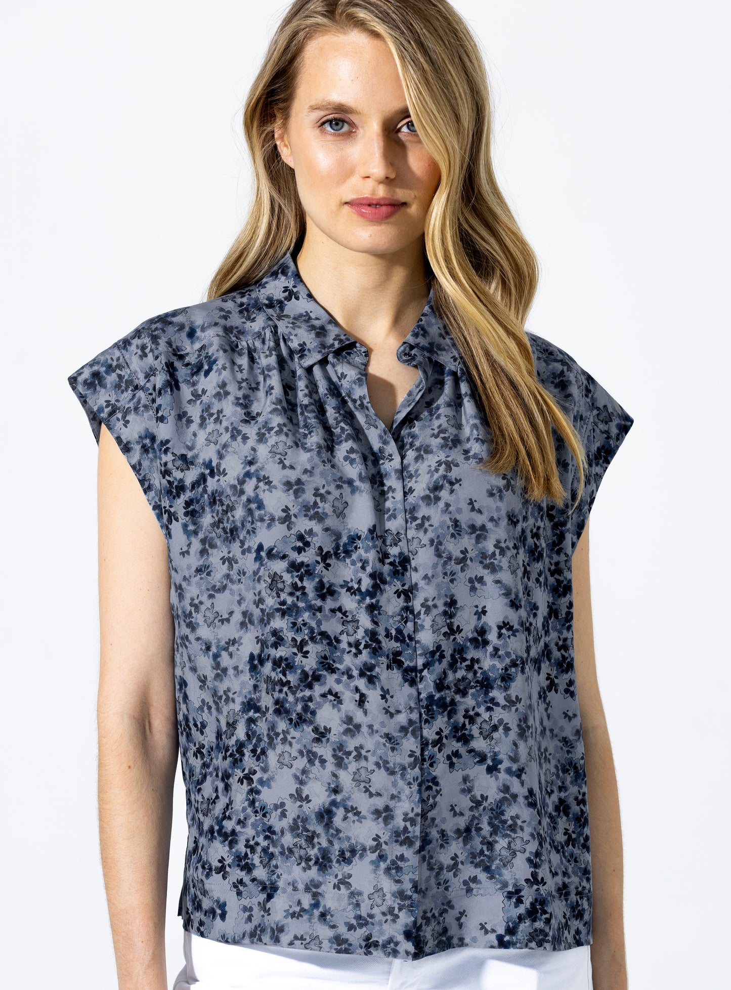 Go Printed Blouse Blue and Navy