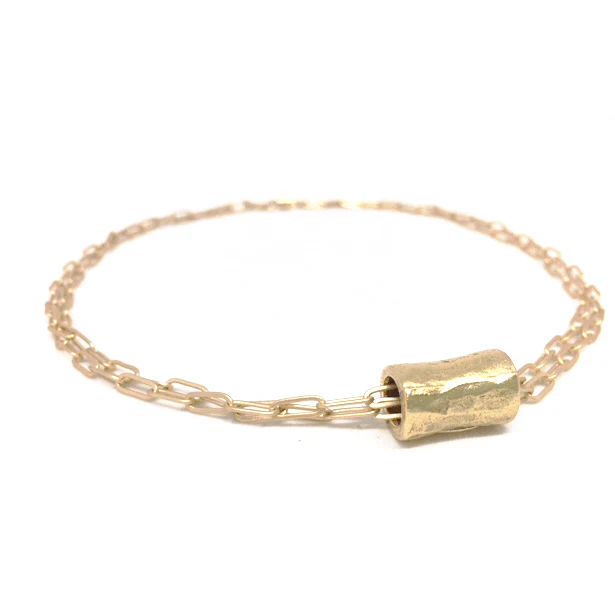 Barrel On Double Gold Paperclip Necklace