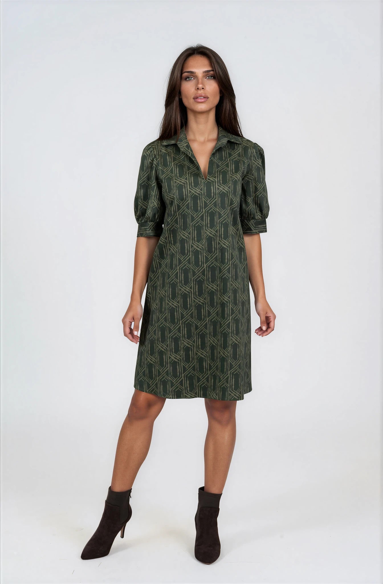 Olive Green Short Dress