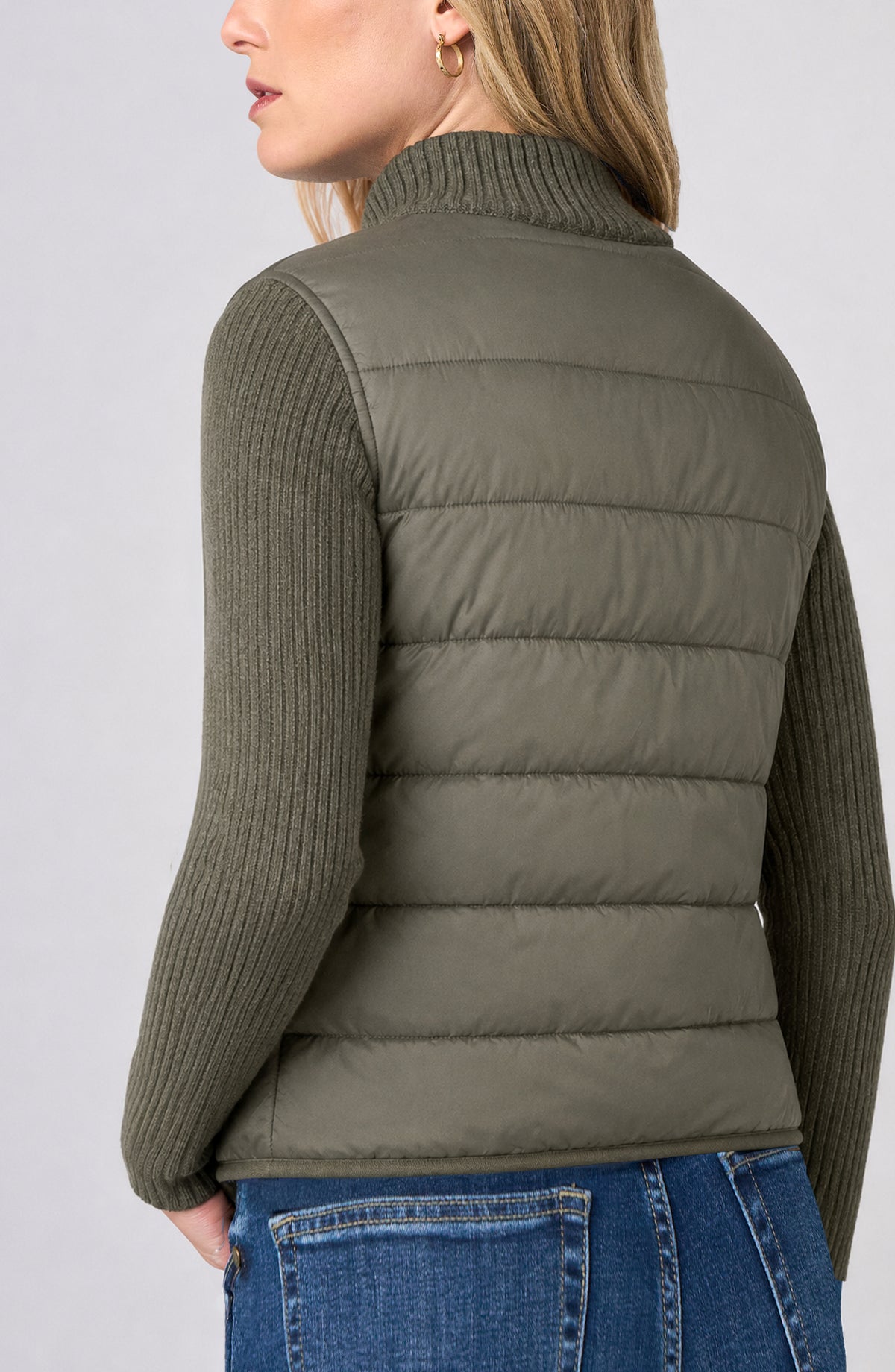 Long Sleeve Quilted Sweater Jacket