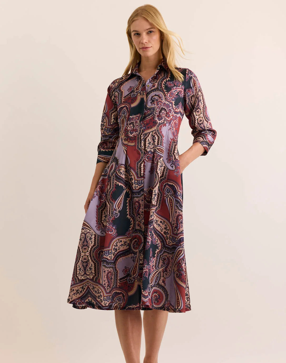 Martina 3/4 Sleeve Opulent Paisley Dress