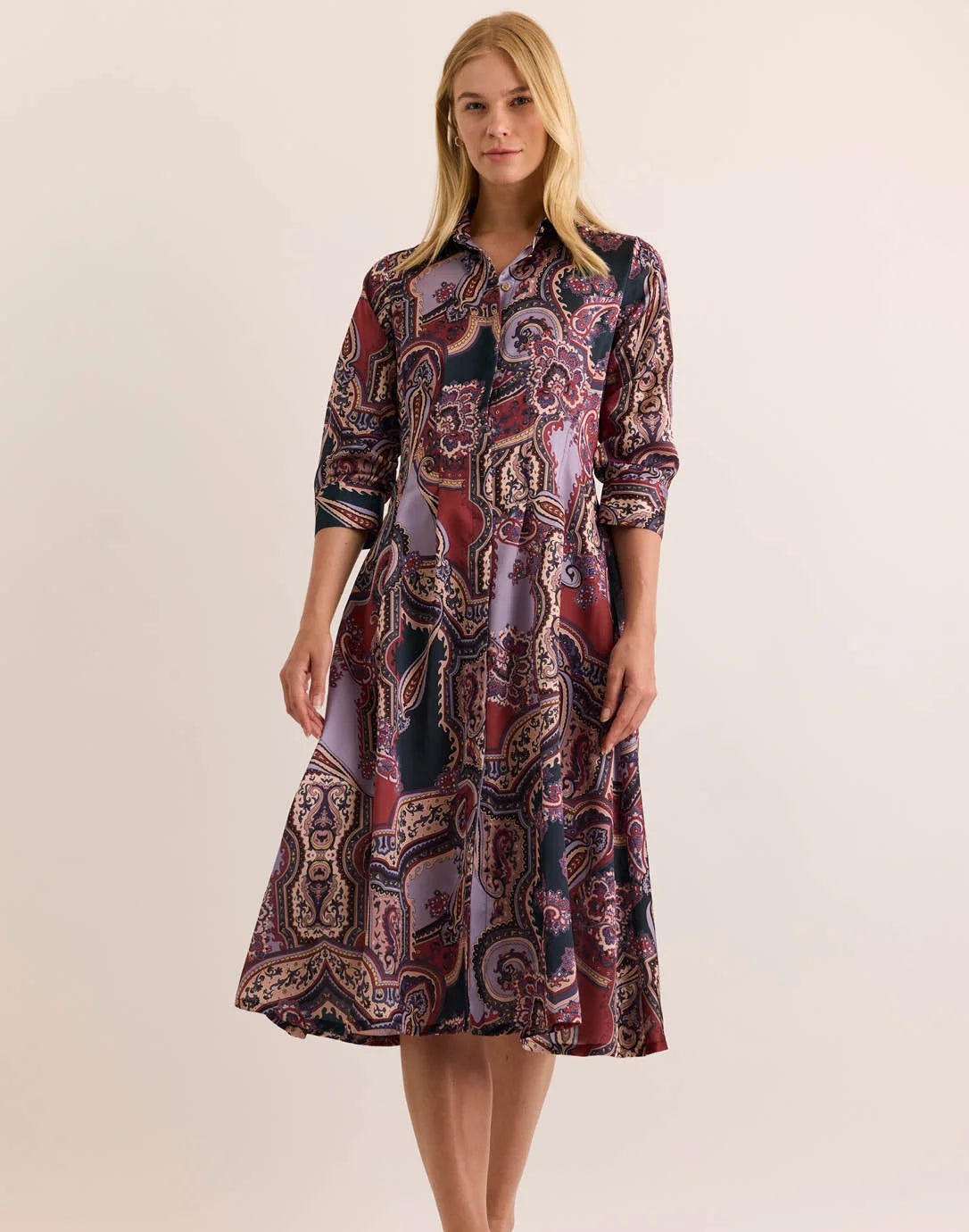 Martina 3/4 Sleeve Opulent Paisley Dress