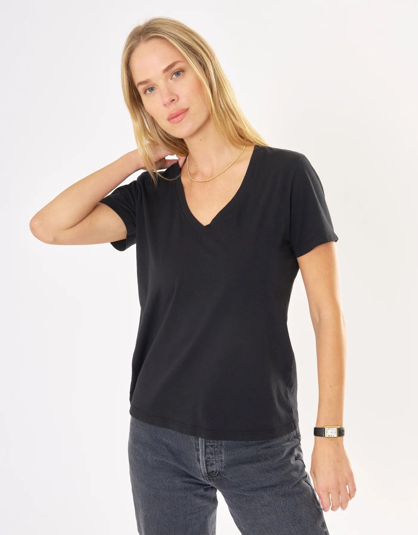 Charleston V Neck Tee Black