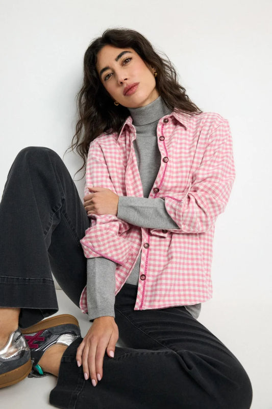 Pink Check Shacket/Top