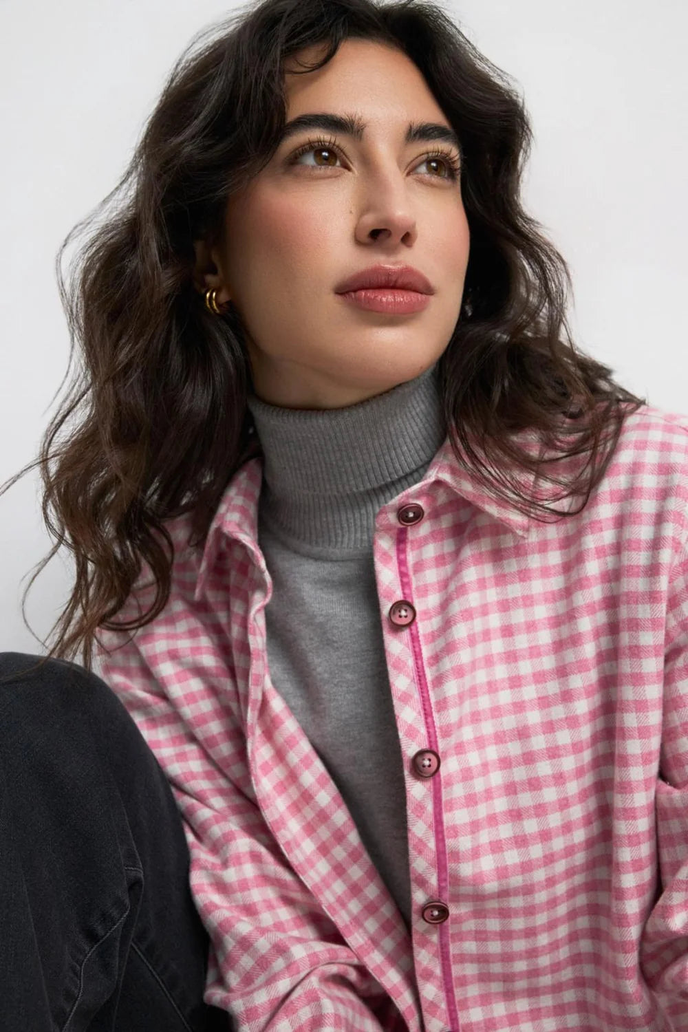 Pink Check Shacket/Top