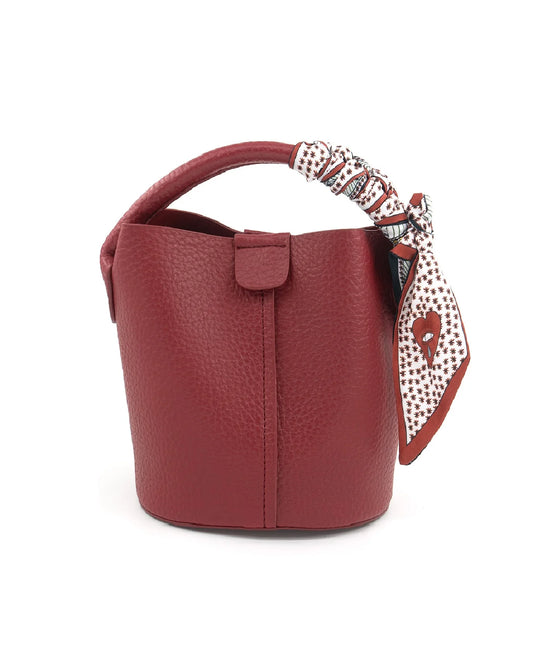 Red Mini Bucket Scarf Bag