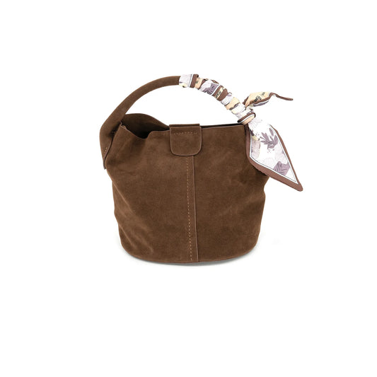 Brown Suede Bucket Bag