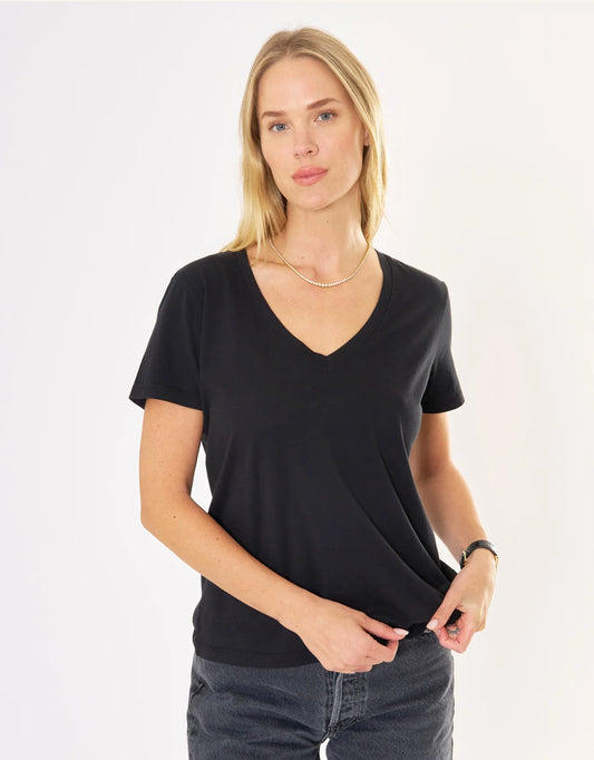 Charleston V Neck Tee Black