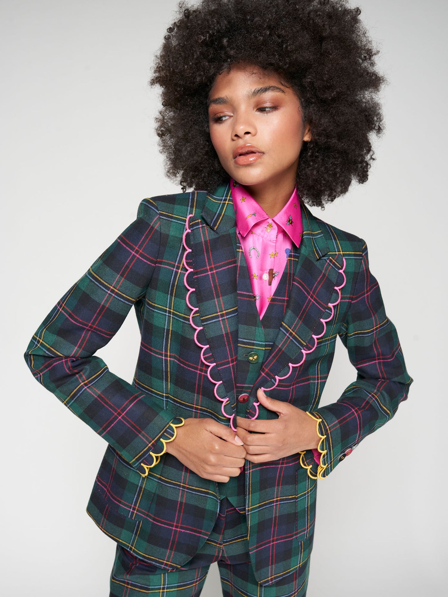 Regal Scallop-Trim Suit Jacket