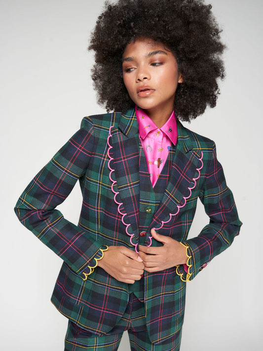 Regal Scallop-Trim Suit Jacket