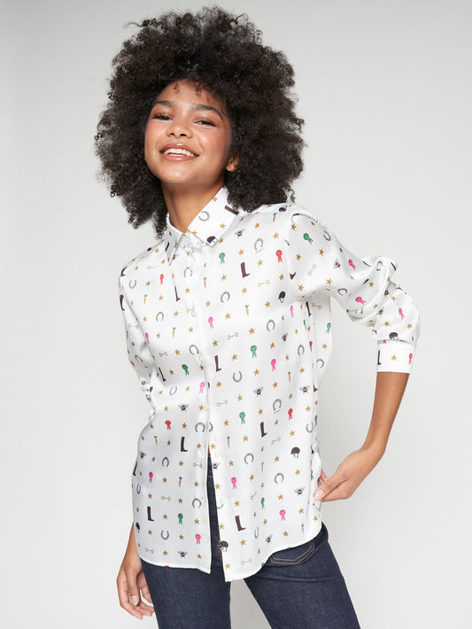 Playful Icons Button-Down Blouse