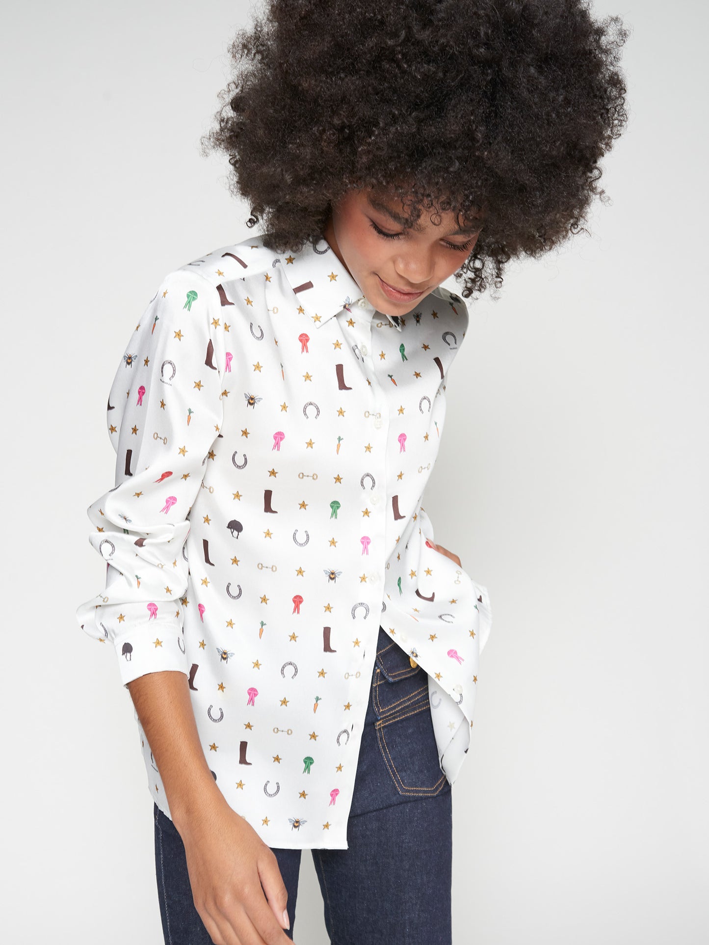 Playful Icons Button-Down Blouse