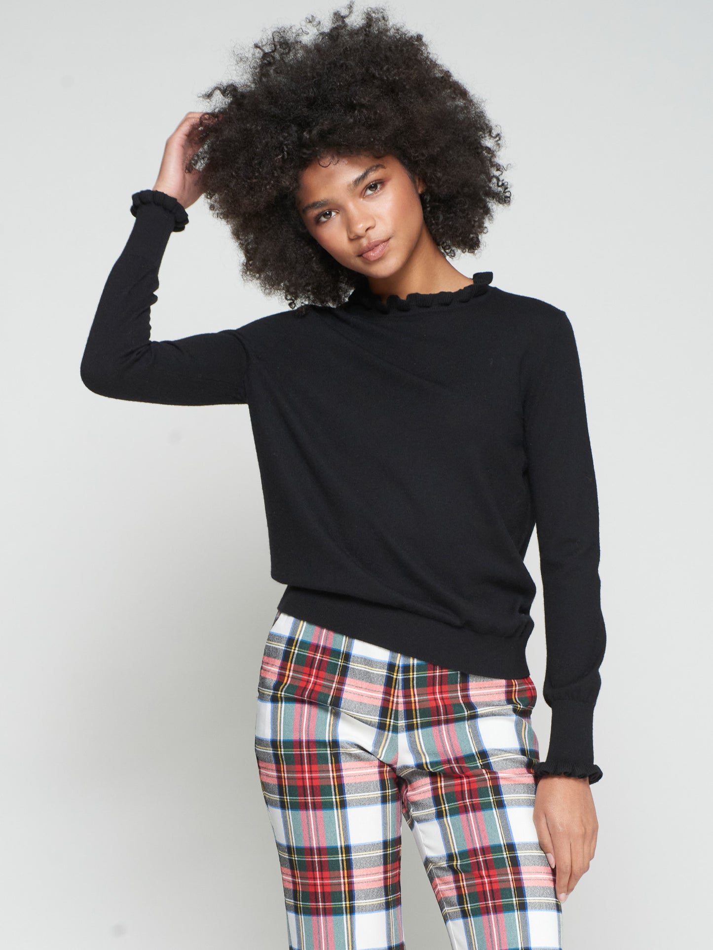 Midnight Ruffle Trim Sweater