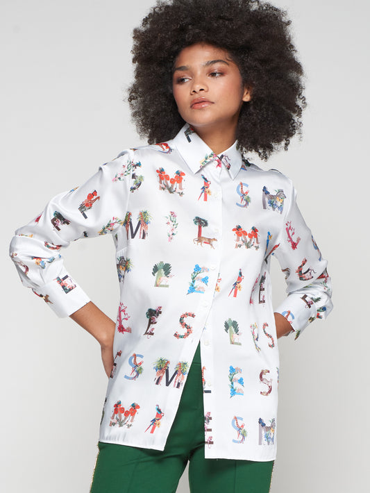 Alphabet Story Print Blouse