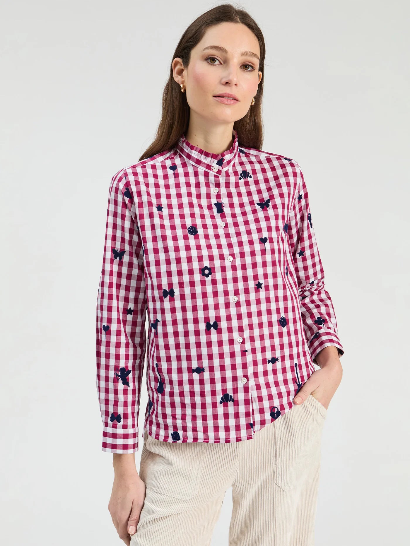 Vanessa Blouse Bordeaux Flocked