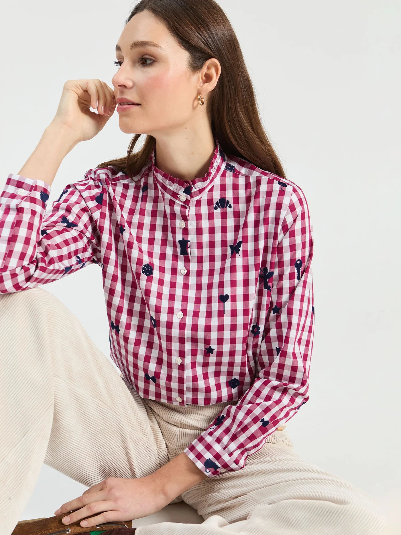 Vanessa Blouse Bordeaux Flocked