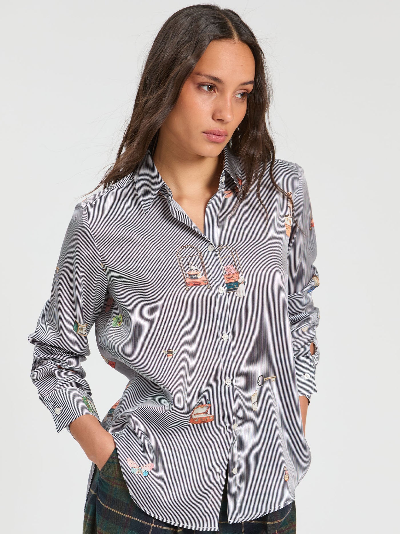 Pinstripe Hotel Blouse