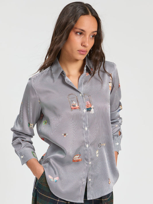 Pinstripe Hotel Blouse