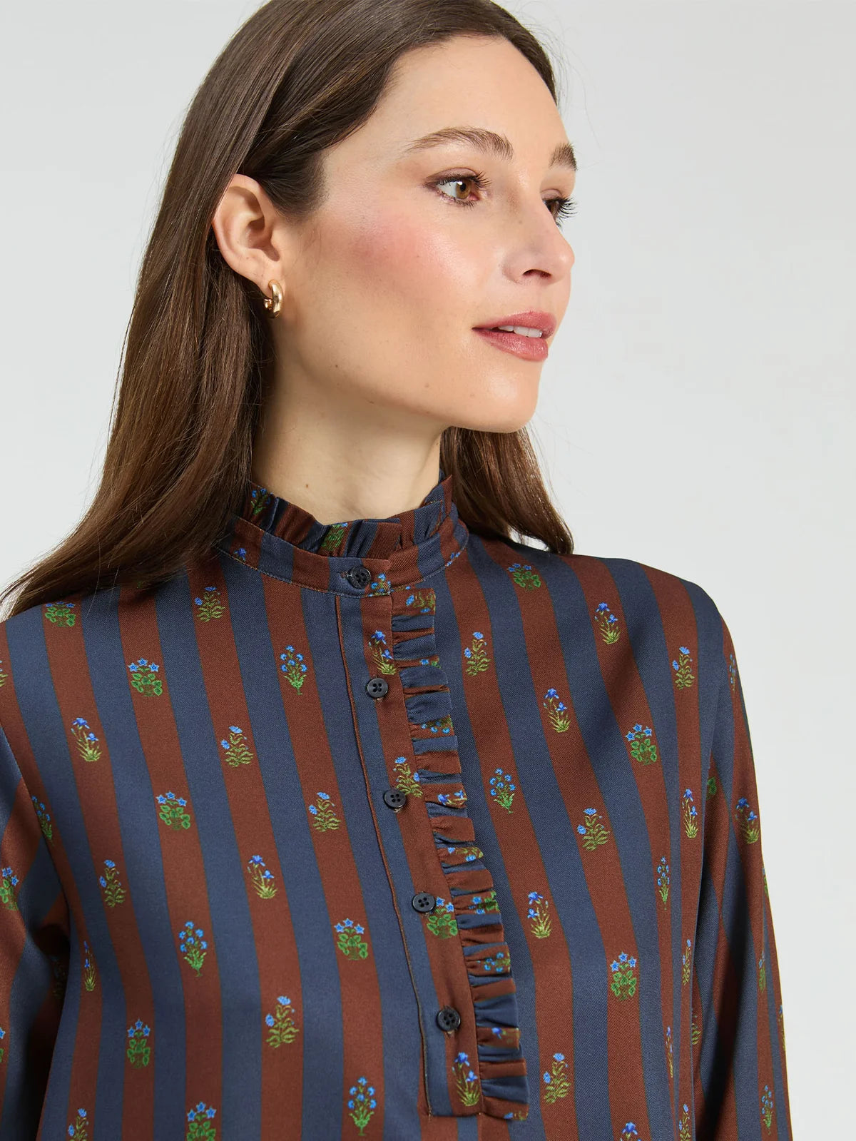 Brown and Navy Floral Dress