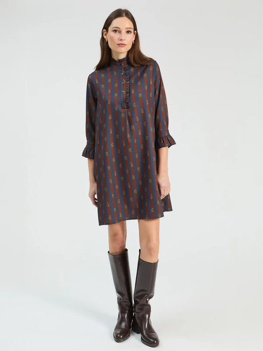 Brown and Navy Floral Dress