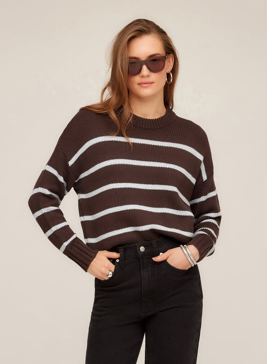 Brown and baby blue stripe sweater