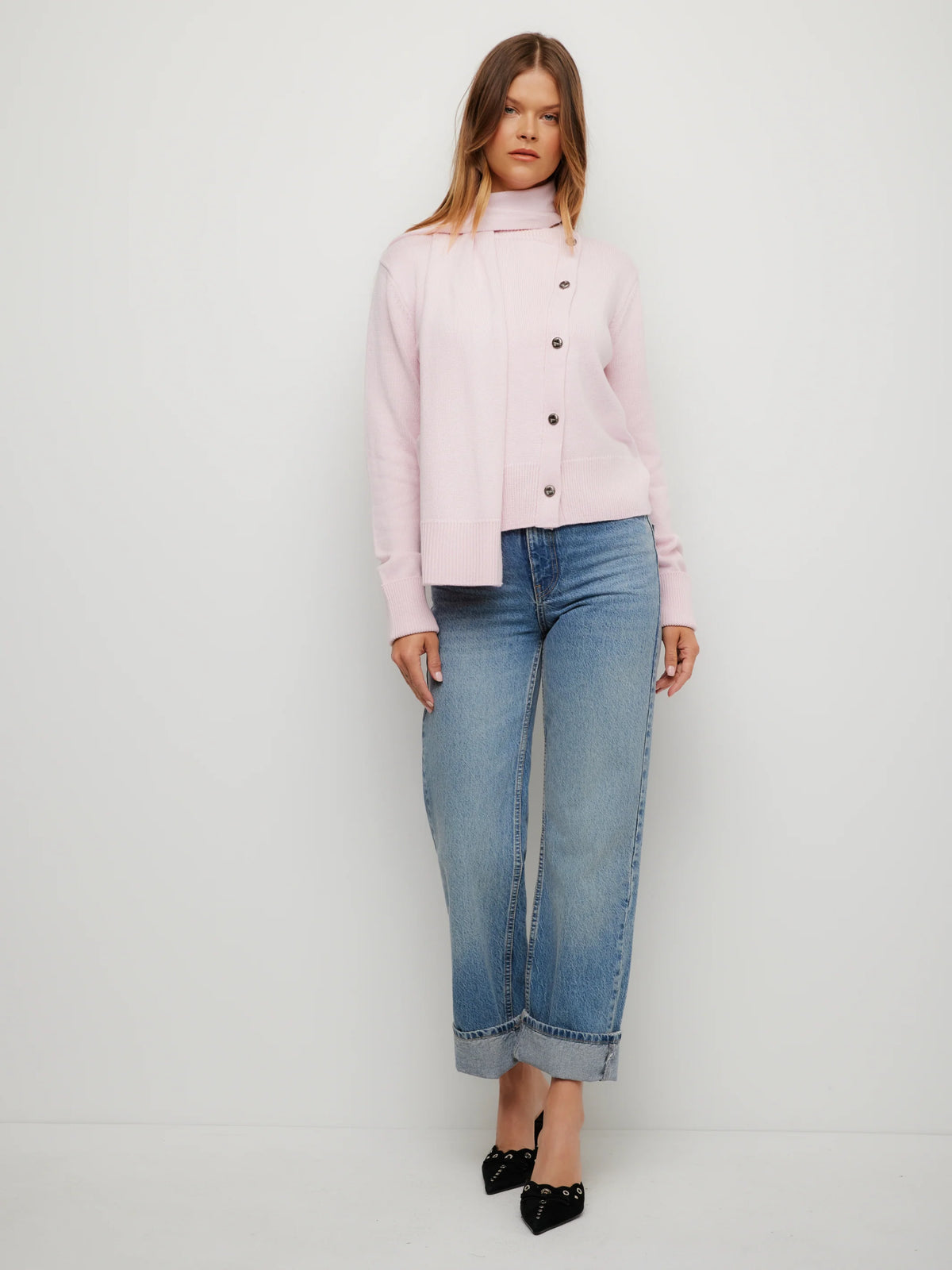 Asymmetrical Scarf Cardigan Sweater