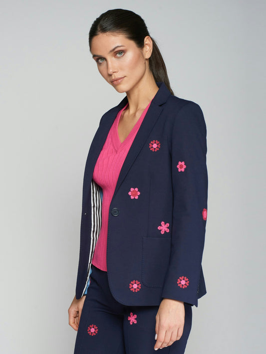 Navy Blazer Pink flowers