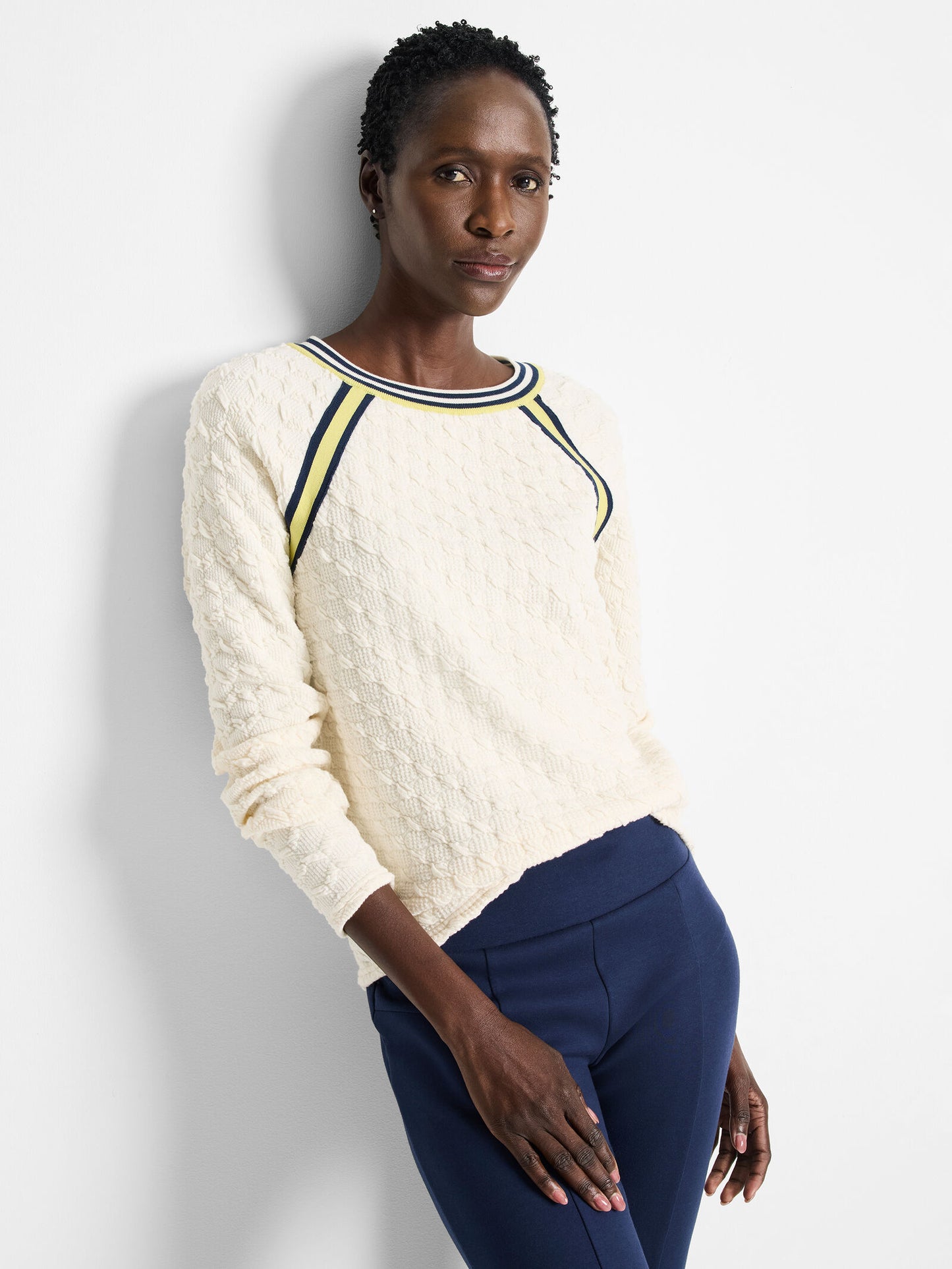 Tipped Texture Pullover Sweater