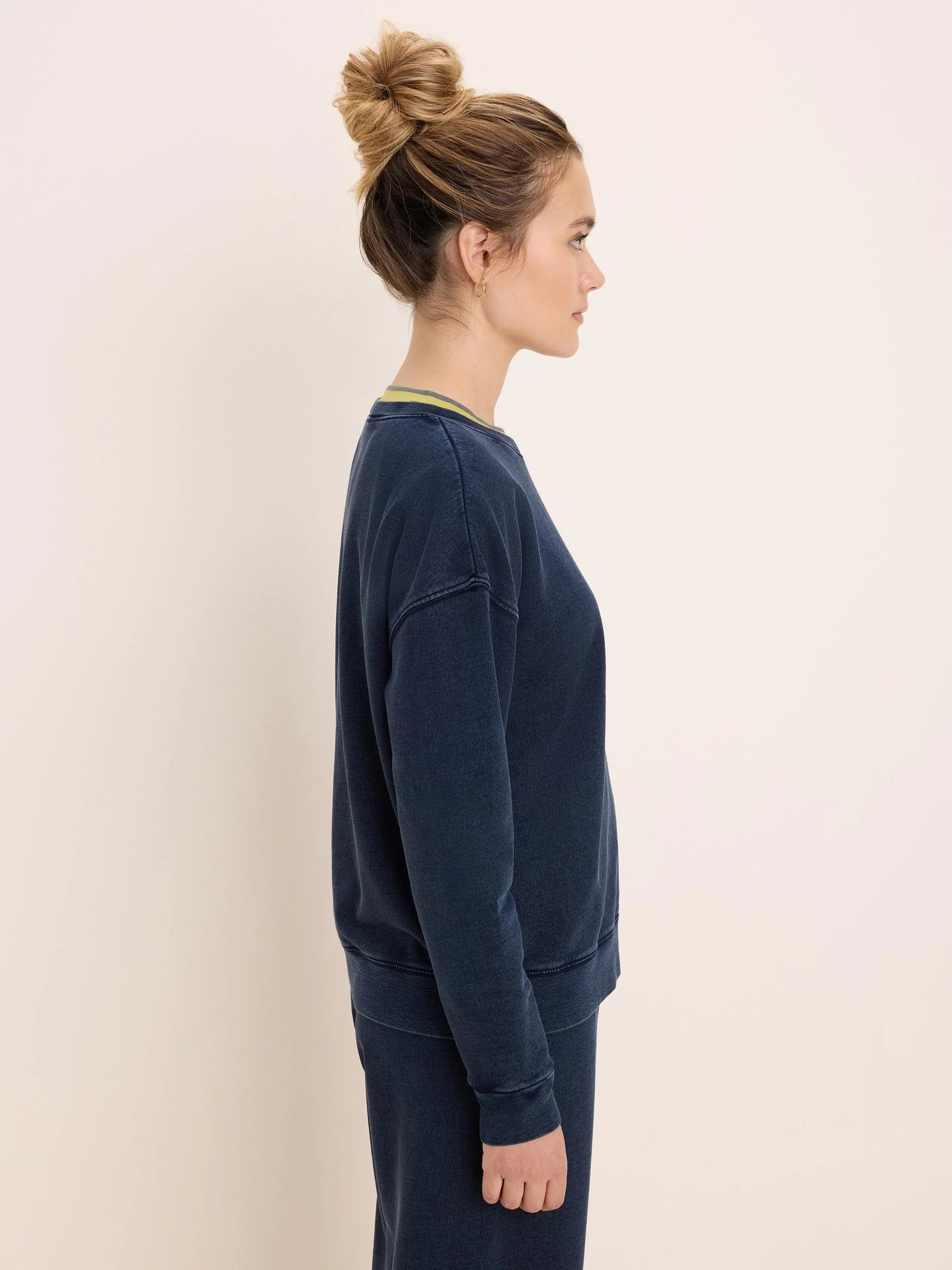 Cotton Terry Crew in Navy