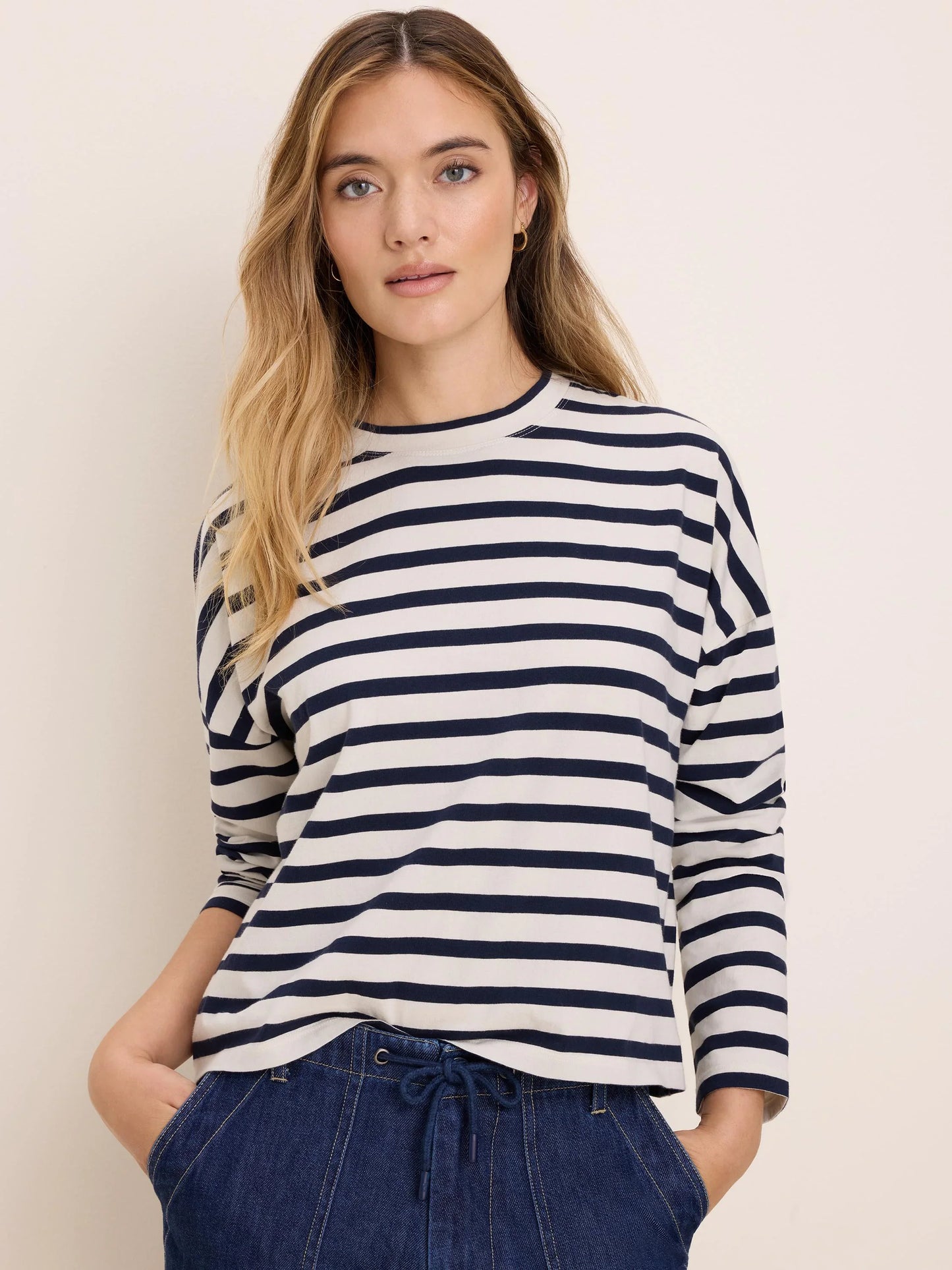 Soft Stripe Tee - Navy and Cream