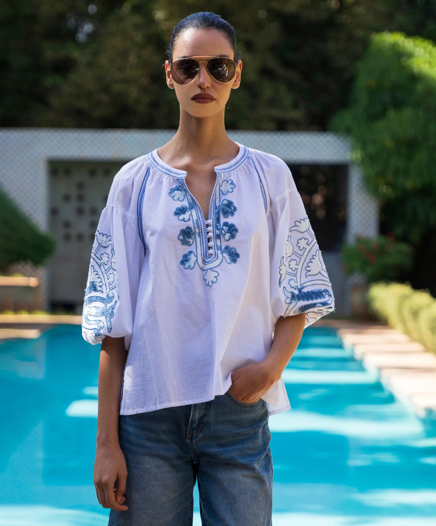 Cherry White  Blouse