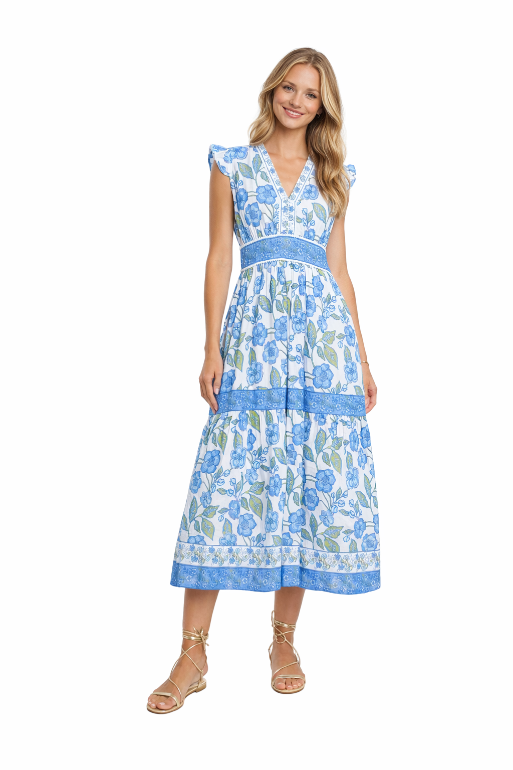Santorini Bloom Midi Dress