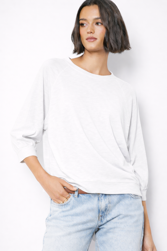 3/4 Sleeve Raglan Top White
