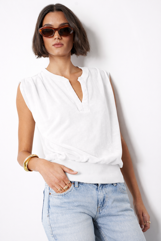 Split Neck Sleeveless Top