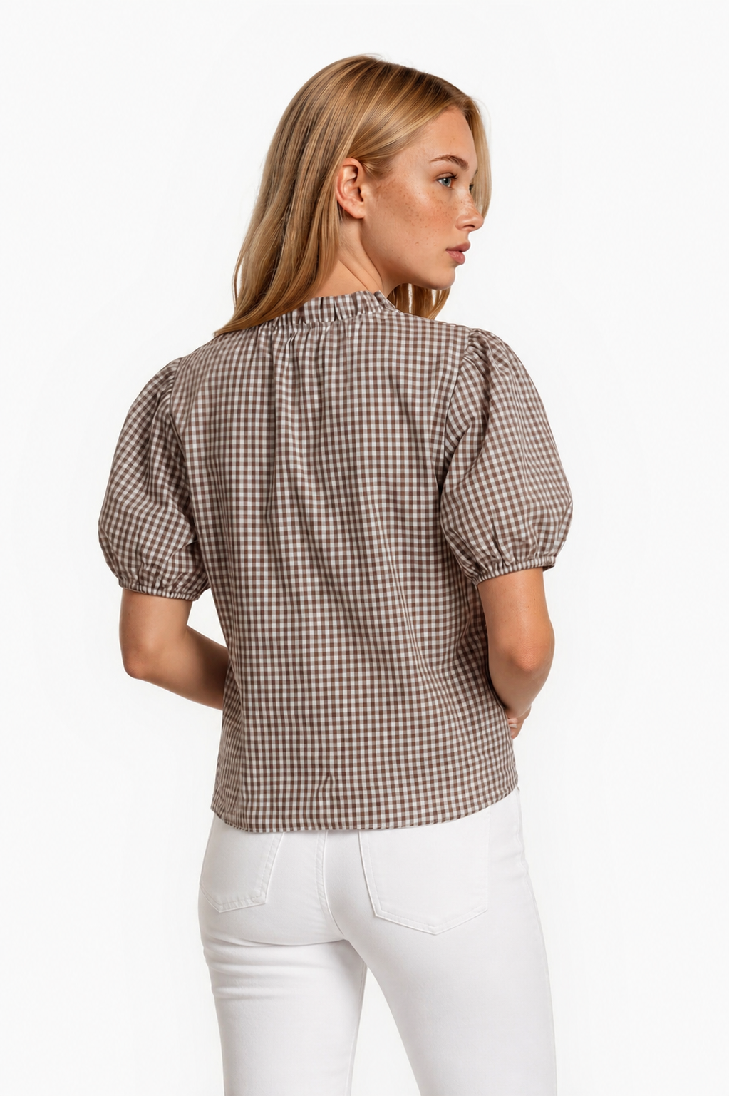 Gingham Puff Sleeve